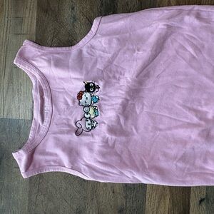 Hello Kitty Pink Muscle Tee with Cartoon Design